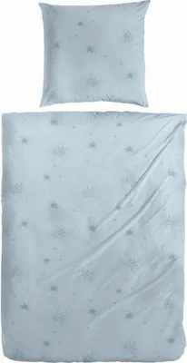 Produktbild von Primera Feinbiber Bettwäsche Hahn Sterne Blau 100% Baumwolle Reißverschluss Bettbezug Kissenbezug Bettgarnitur Bettwäsche-Set 135x200 cm