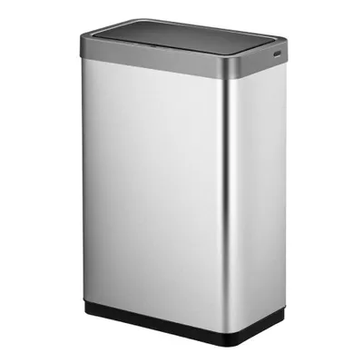 Produktbild von Sensor-Abfallbehälter aus mattem Edelstahl | 47 Liter, HxBxT 64,8x47x28cm | Automatische Öffnung/Schließung | Silber