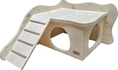 Produktbild von Elmato 10922 Eckhaus Nagerhaus Sevilla, Softline Massivholz mit Treppe, 39x28x26cm