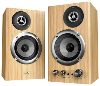 Produktbild von GENIUS Lautsprecher SP-HF1812BT Kiefernholz/ 2.0/ 50W/ Bluetooth 5.3/ Holz/ helle Holzfarbe