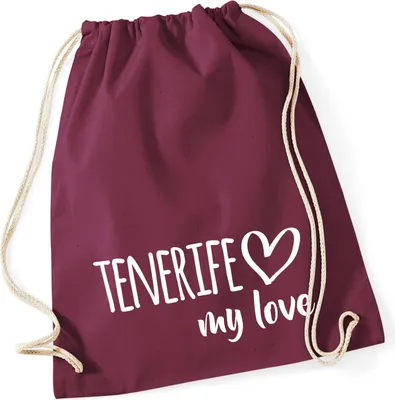 Produktbild von Huuraa Turnbeutel Tenerife my love 12 Liter Burgundy Baumwolle Rucksack Geschenkidee