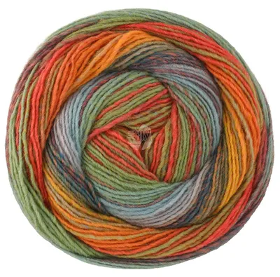 Produktbild von Lana Grossa GOMITOLO MODO 200 g Dochtgarn mit Farbverlauf 700 m  Farbe 625 - Graurot/Rot/Orange/Safrangelb/Khaki/Hellgrau/Graublau/…