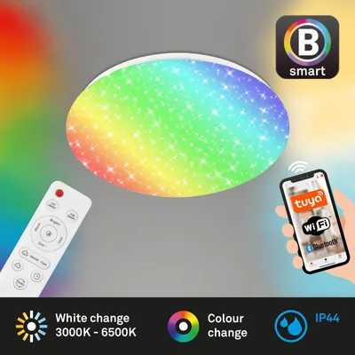 Produktbild von Badleuchte Briloner LED 21W Ø 33CM Badezimmerlampe SmartHome IP44 Sternenhimmel Dimmbar CCT RGB Rund Weiß