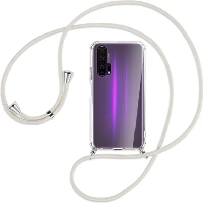 Produktbild von Handykette Backcover-Schutzhülle mit Band (Metall silberfarben) für Honor 20 Pro - broken white
