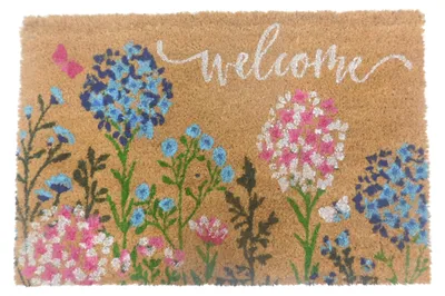 Kokos-Fußmatte mit Blumenprint, 60x40 cm, rutschfest