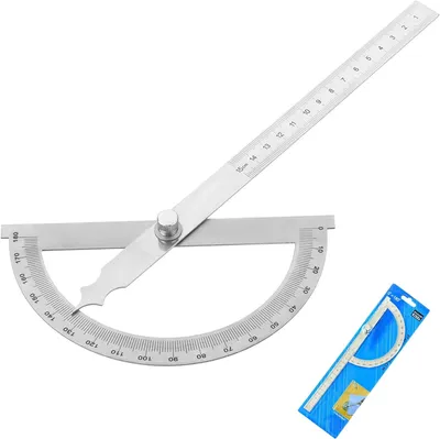 Obrázok produktu pre Uhlomer 150 mm, nehrdzavejúca oceľ, 0-180°, 2-v-1 pravítko, pre tesárov