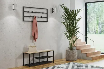 Produktbild von Livi-Bank mit Stauraum, 100 x 30 cm, Holzbank, 2 cm, Schuhschrank im Loft-Stil