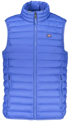 Produktbild von Blaue Herrenweste ohne Ärmeln, leicht, mit Taschen & Logo-Applikation