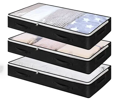 Imagen del producto de Bolsas de almacenamiento para debajo de la cama con ventana transparente, juego de 3 unidades, capacidad de 90 litros, dimensiones 100 x 50 x 15 cm, para ropa