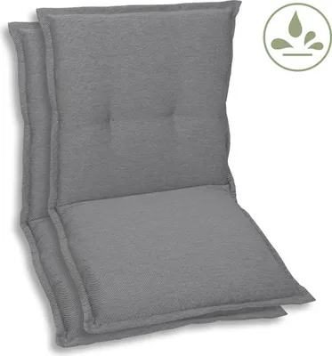 Produktbild von GO-DE Textil, Sesselauflage Niederlehner, 2er Set, Farbe: grau, Maße: 100 cm x 50 cm x 7 cm, Rueckenhoehe: 52 cm