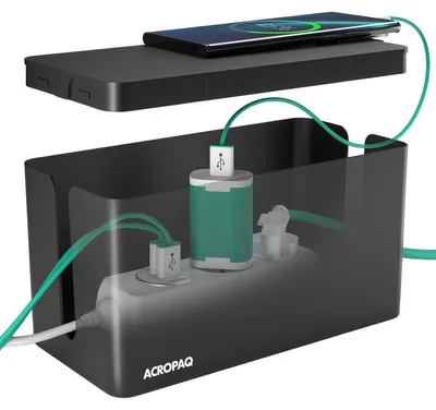 Produktbild von Kabelbox Kabelkanal Kabelorganizer - 23,5 x 12 x 11,5 cm - Schwarz - Kunststoff - Kabelversteck für TV, Computer und Schreibtisch