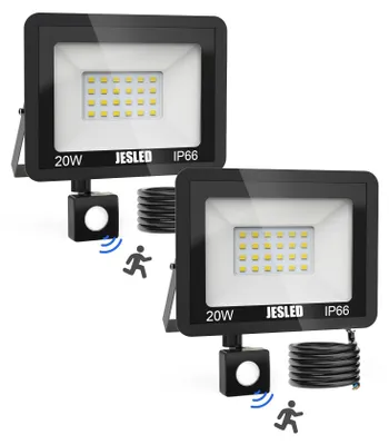 LED-Bauleuchten 2er-Pack 20W mit Bewegungsmelder IP66 2200 Lumen