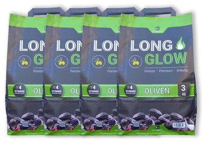 Produktbild von Long Glow Olive 12 kg Premium Grillbriketts | Spain