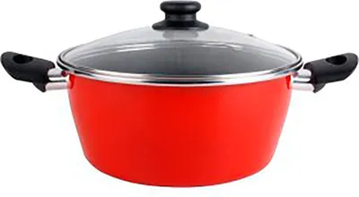 Produktbild von Kochtopf mit Glasdeckel magefesa k2 rot 16 Antihaft-Stahl Edelstahl alle Arten
