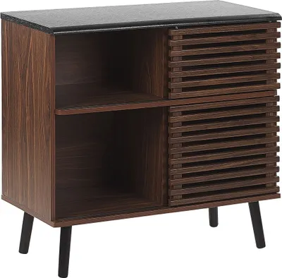 Zdjęcie produktu dla BELIANI Komoda ciemnobrązowy 80 x 40 x 80 cm styl rustykalny szafka z przesuwnymi drzwiczkami