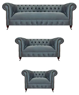 Productafbeelding van Woonkamer Chesterfield-banken, grijze stoffenbanken, design zitmeubels