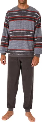 Immagine prodotto di Pigiama da uomo con polsini in spugna - disponibile anche in taglie forti - motivo a righe; grigio scuro, 60
