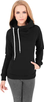 Produktbild von Urban Classics Ladies - RAGLAN HIGH NECK Hoody schwarz - M