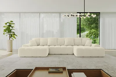 Produktbild von ALTDECOR Ecksofa mit Schlaffunktion und Bettkasten ENSI-U - 353x164x69 cm Beige - Corner Sofa Eckcouch Couch U-Form universal, links/rechts angeordnet Schlafcouch Ausziehbar Wohnlandschaft