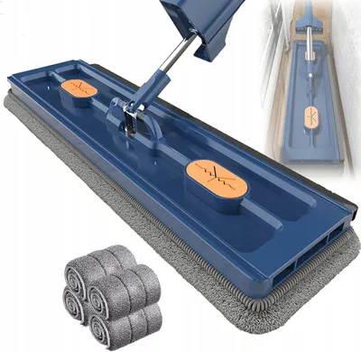 Zdjęcie produktu dla Mop obrotowy 360° płaski - mikrofibra, skrobak, dozownik detergentu