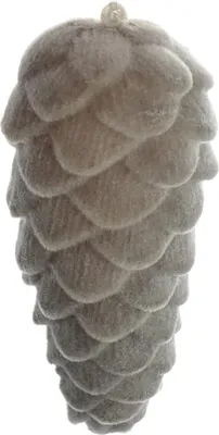 Produktbild von Weihnachtsanhänger Tannenzapfen Braun beflockt 12,5 cm - Kunststoff