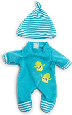 Produktbild von Set aus Pyjama und Mütze für eine 21 cm große Jungenpuppe