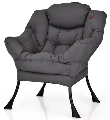 Image de Fauteuil rembourré COSTWAY, fauteuil relax avec accoudoirs et poche latérale, fauteuil lounge, fauteuil de télévision, fauteuil à oreilles pour bureau, salon et chambre à coucher, gris