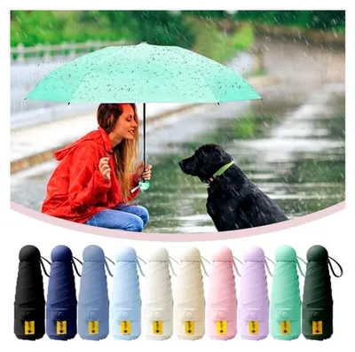 Produktbild von Kleiner Reise-Regenschirm, UV-Faltregenschirm mit Kapselbox, wasser- und winddicht für Männer und Frauen