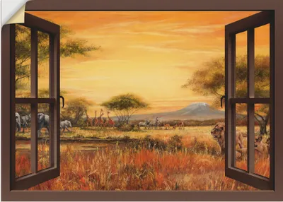 Produktbild von ARTland Wandbild, selbstklebend Afrikanische Steppe Löwen, braun Größe: 70x50 cm