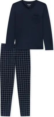 Produktbild von Schiesser Pyjama dunkelblau mit V-Ausschnitt