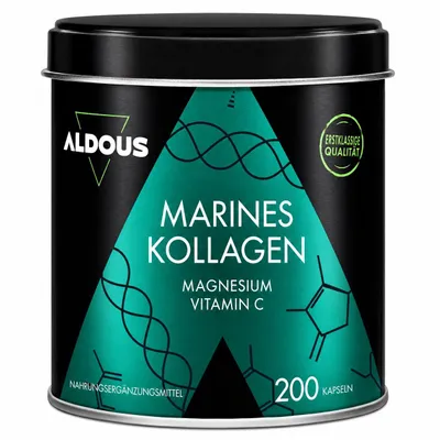 Produktbild von Kollagen Kapseln - 1200mg reines Marine Collagen Typ 1 und 3 mit Magnesium und Vitamin C - 200 Kapseln für +2 Monate Vorrat - Kollagen Hydrolysat
