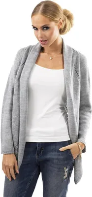 Produktbild von Damen Poncho Strick Umhang Jacke, S/M, Grau