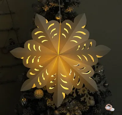 Produktbild von Weihnachtlicher Papierstern Lampenschirm 53cm + Licht