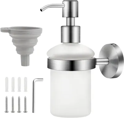 Productafbeelding van Glazen zeepdispenser, 200 ml – shampoo- en douchegelflacon voor wandmontage