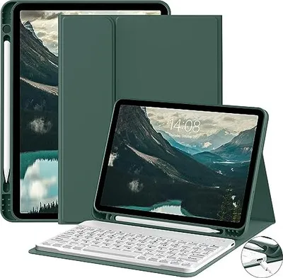 Produktbild von JKSML Keyboard Case iPad (A16) 11 Zoll 2025 und 10 Generation 10.9 2022, Bluetooth QWERTZ Bleistifthalter, Soft TPU -Rückengehäuse, Auto Sleep/Wake, D