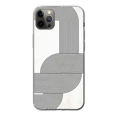 Produktbild von MuchoWow® Handyhülle Schutzhülle Hülle für iPhone 12 Pro Max Kunst - Schwarz - Weiß - Linie Silikon Softcase Handy Hülle - Hartschale