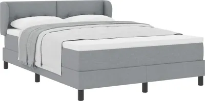 Zdjęcie produktu dla Łóżko sprężynowe Z zagłówkiem Jasnoszary 140 x 190 cm tkanina