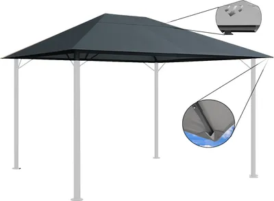 Image de Toit de rechange pour pavillon de jardin 3x4m gris Toit de pavillon Housse de rechange