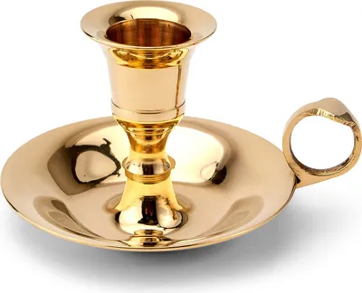 Produktbild von 9,5cm Kerzenständer mit Tragering aus Messing gold Kerzenhalter Kranzteller