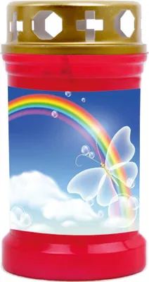 Produktbild von Grabkerze Rot, Brenndauer: 40 Stunden, Motiv: Regenbogen 2