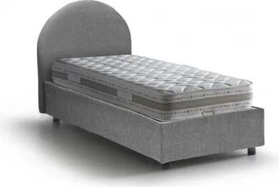 Produktbild von Einzelbett Emma, Containerbett mit Stoffbespannung, 100%  Italy, Frontöffnung, inklusive Matratze 80x190 cm, Grau