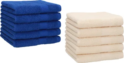 Produktbild von Betz 10 Stück Gästetücher 30x50 cm PREMIUM 100% Baumwolle Set Farbe: royalblau und beige