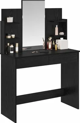 Produktbild von (Robust Möbel) Schminktisch mit Spiegel Schwarz Eichen-Optik 96 x 39 x 142cm - CL236265 - Schminktische