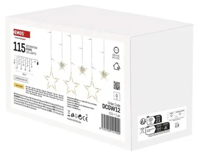 Obrázok produktu pre LED vianočný záves – hviezdy, 185x105 cm, vnútorný, teplá biela