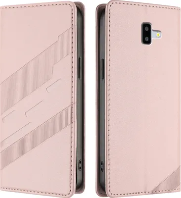 Produktbild von Hülle für Samsung Galaxy J6 Plus, Kunstleder Brieftaschen Handyhülle mit Kartenfach und Standfunktion Pink