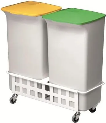 Produktbild von Durable Set 2Abfalleimer gr 40l 2Decke gn und ge 1Rollwagen Metall