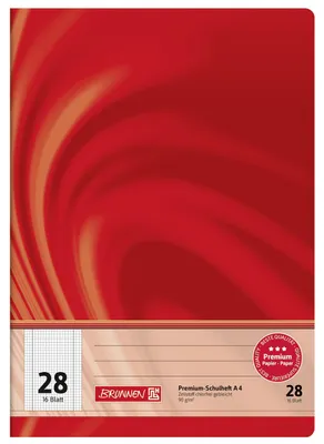 Immagine prodotto di BRUNNEN 104472802 Quaderno Vivendi A4 5 mm a scacchiera, riga continua, con margine interno ed esterno, Lin. 28 rosso