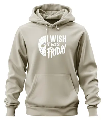 Productafbeelding van Ik wens dat het vrijdag was. Horror Maske Freitag13. Griezelige Halloween hoodie, uni, natuurlijke kleur, maat L