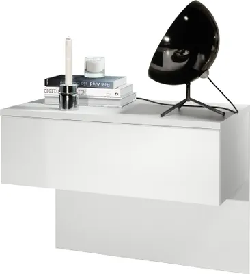 Produktbild von Vladon Nachttisch Sleep,  Germany, Nachttischschrank mit Schublade zur Wandmontage, Weiß matt/Weiß matt (60 x 46 x 35 cm)
