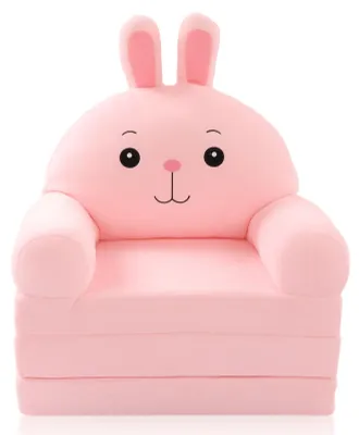 Plüsch-Kinderbank 2-in-1, aufklappbare Schlafcouch, 50x37x50 cm, rosa